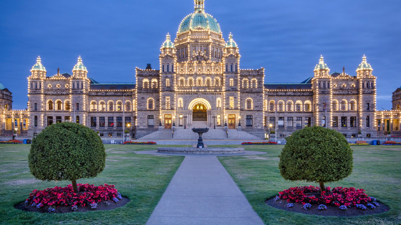 British Columbia Parliament Buildings at Night: Removing Tourists <BR>by Martin Evening